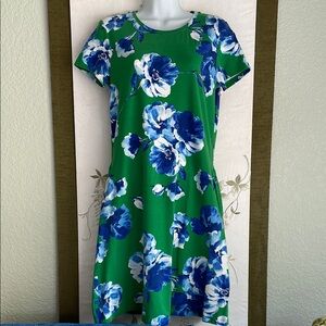 Floral Green and Blue Dress